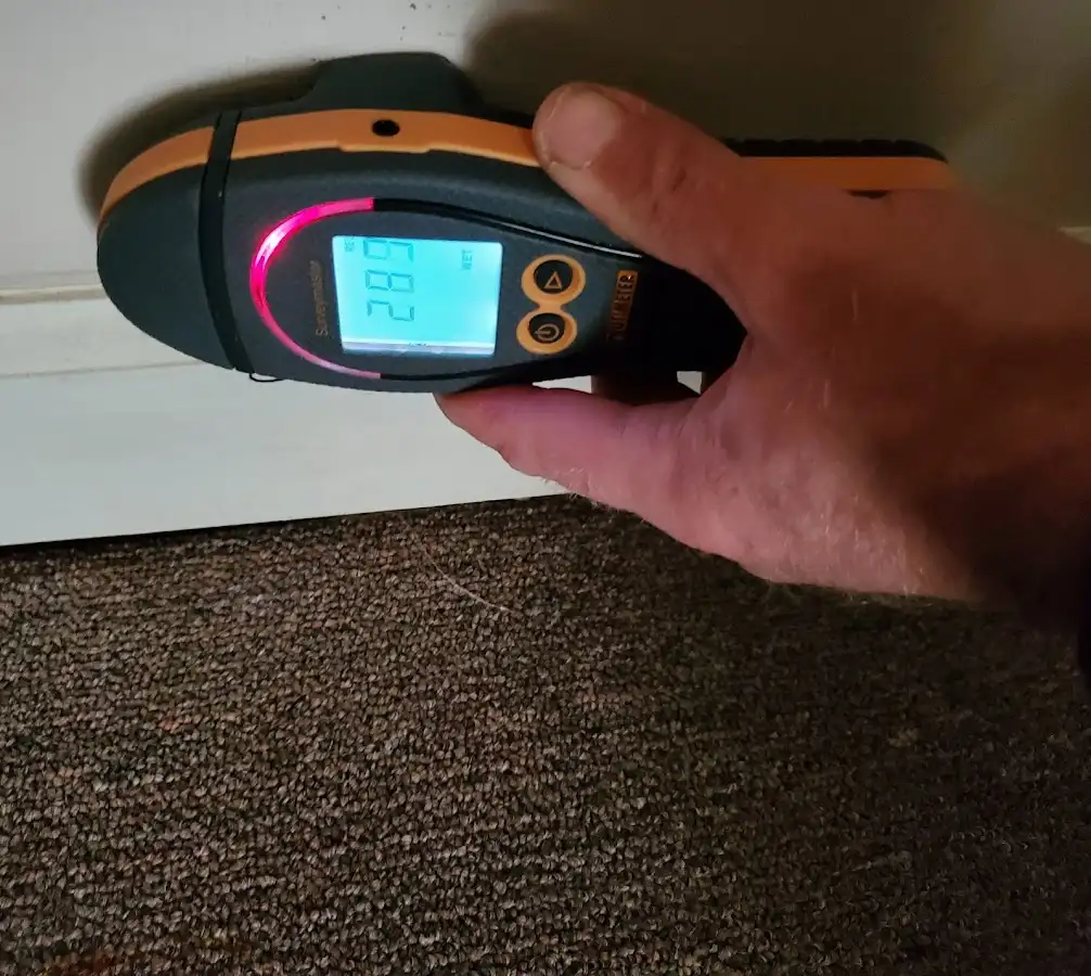 Moisture detection at baseboard during Burst Pipe Cleanup in Incline Village